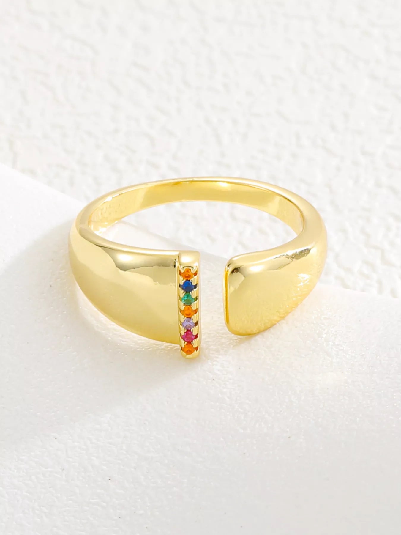 18K Gold-Plated Zircon Letter Ring.