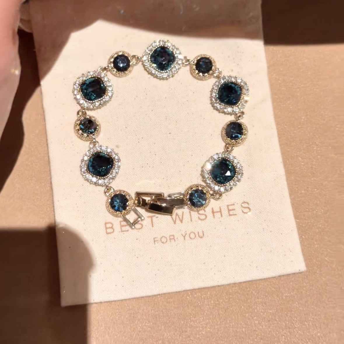 Ice Blue Zircon Bracelet Korean Ins Style  Dainty Bangle Luxury Premium Versatile Wrist Jewelry