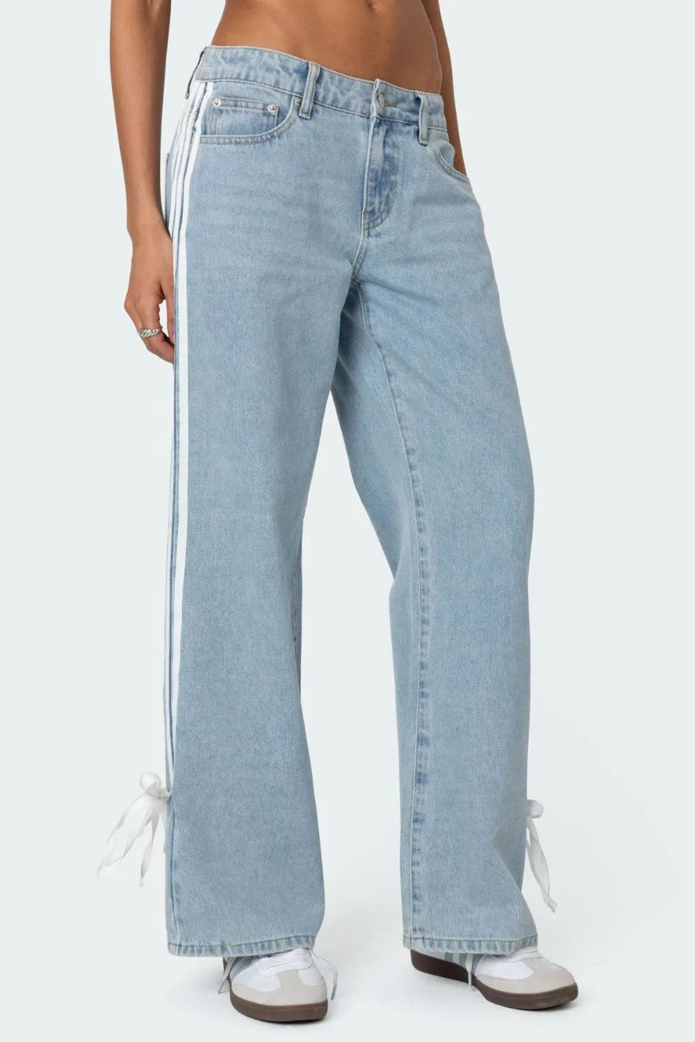 Side Striped Loose Fit Jeans.