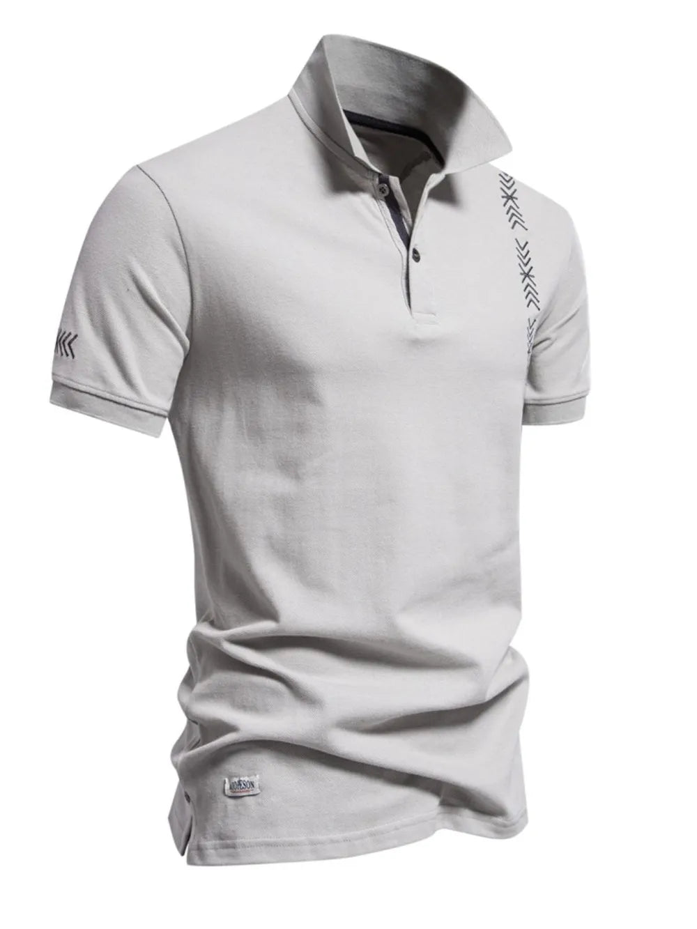 Men's Collared Neck Geometric Embroidered Polo.