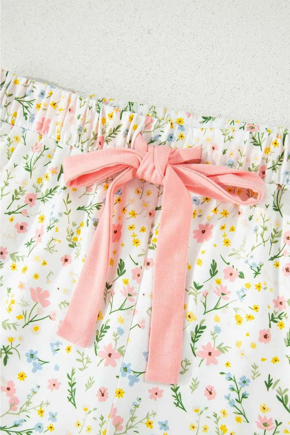 Button Up Short Sleeve Top and Shorts Lounge Set