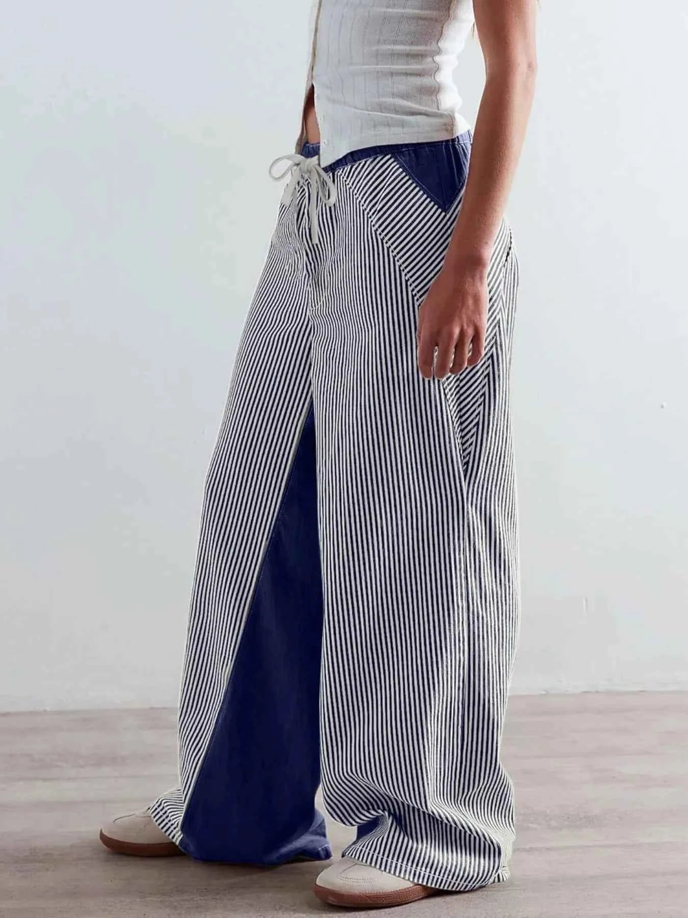 Striped Wide Leg Jeans