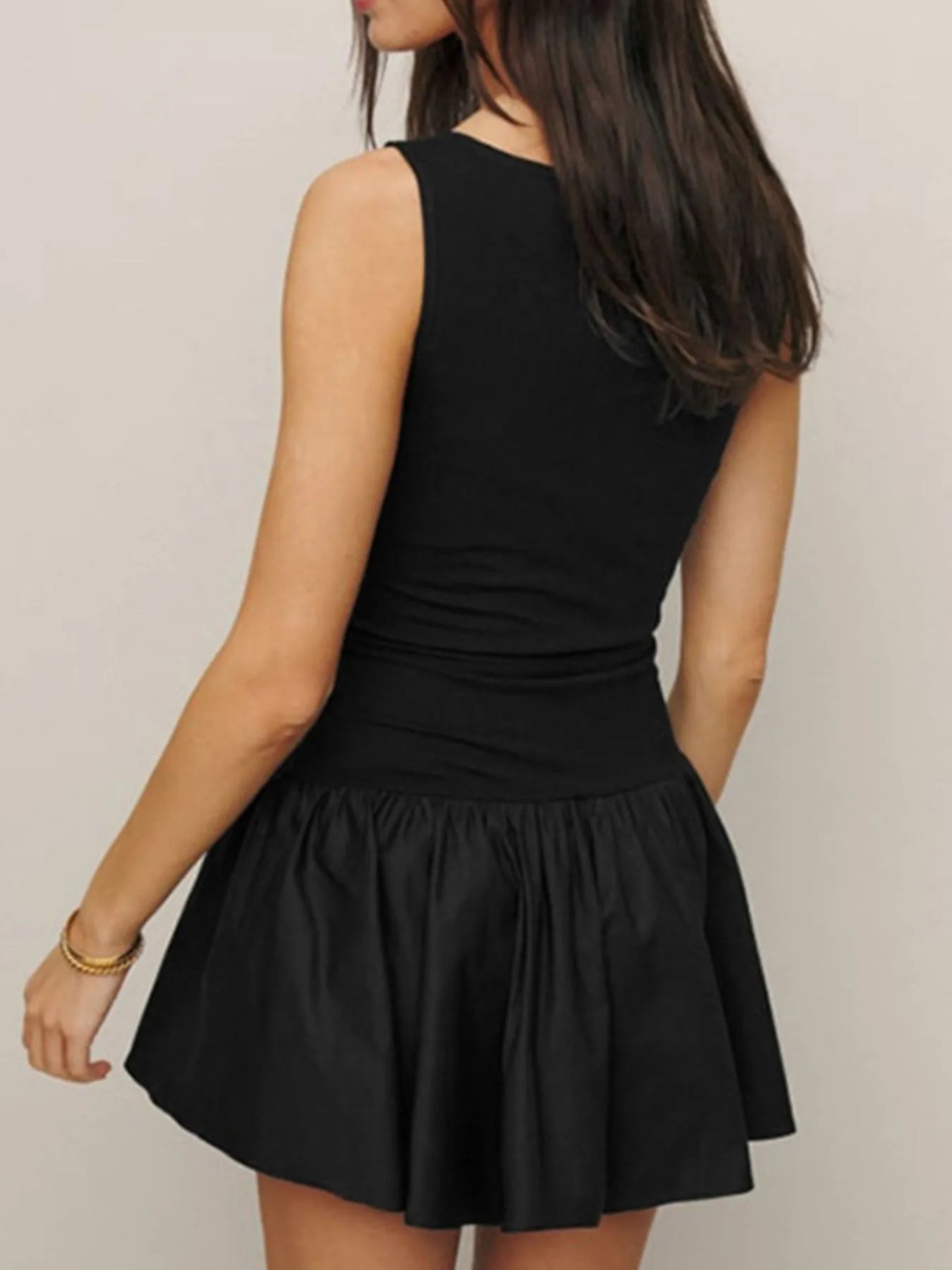 Sleeveless Ruched Mini Tank Dress.