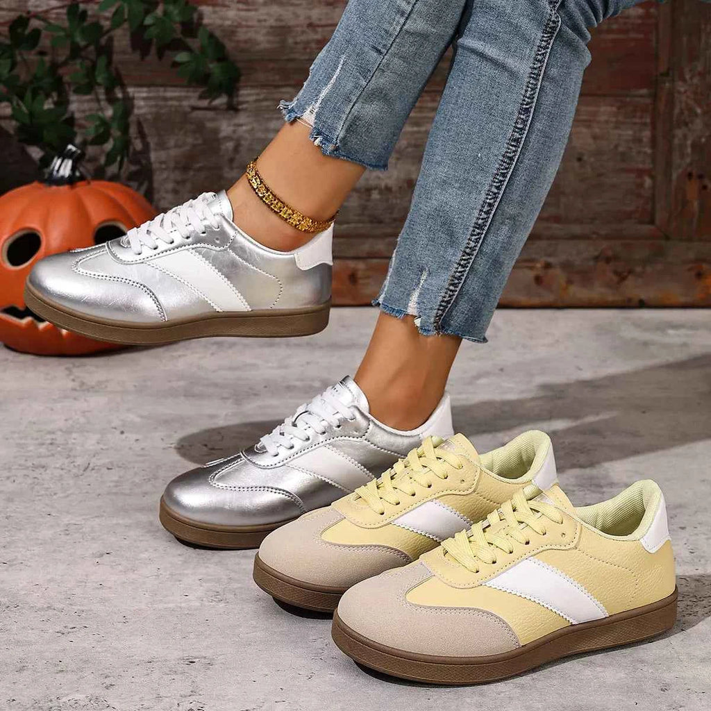 Round Toe Lace Up Sneakers