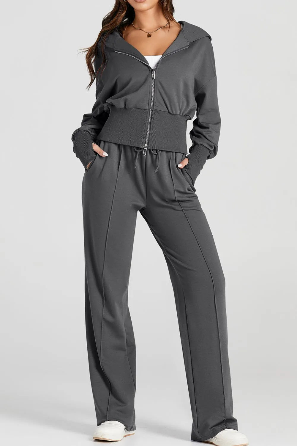 Zip-Up Hoodie and Pants Active Set.