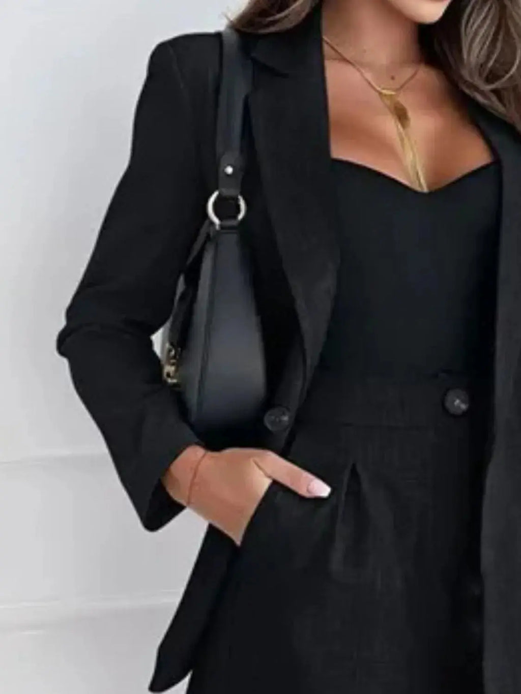 One Button Lapel Collar Blazer and Shorts Set WOMEN - CHIC TB