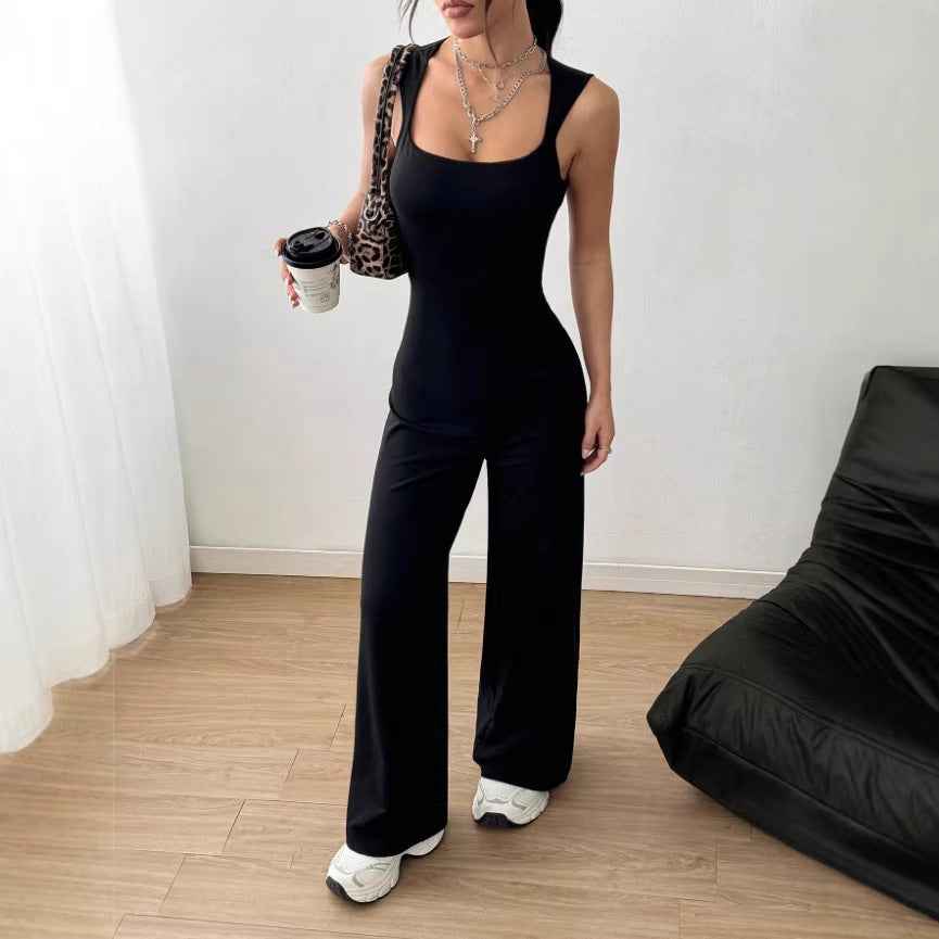Womens Minimalist Everyday Outfit Stretchy Strap Jumpsuit For Sports And Yoga