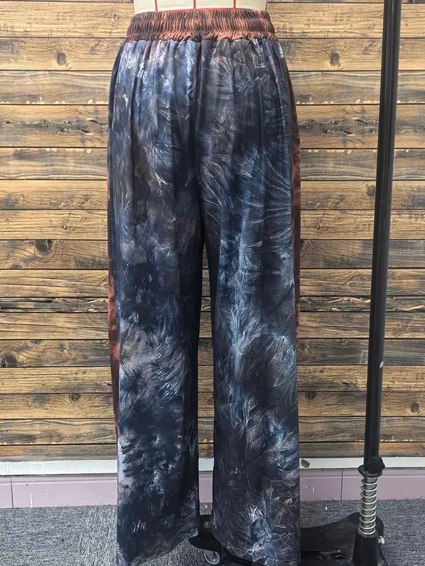 Full Size Tie-Dye Wide Leg Casual Pants Plus Size
