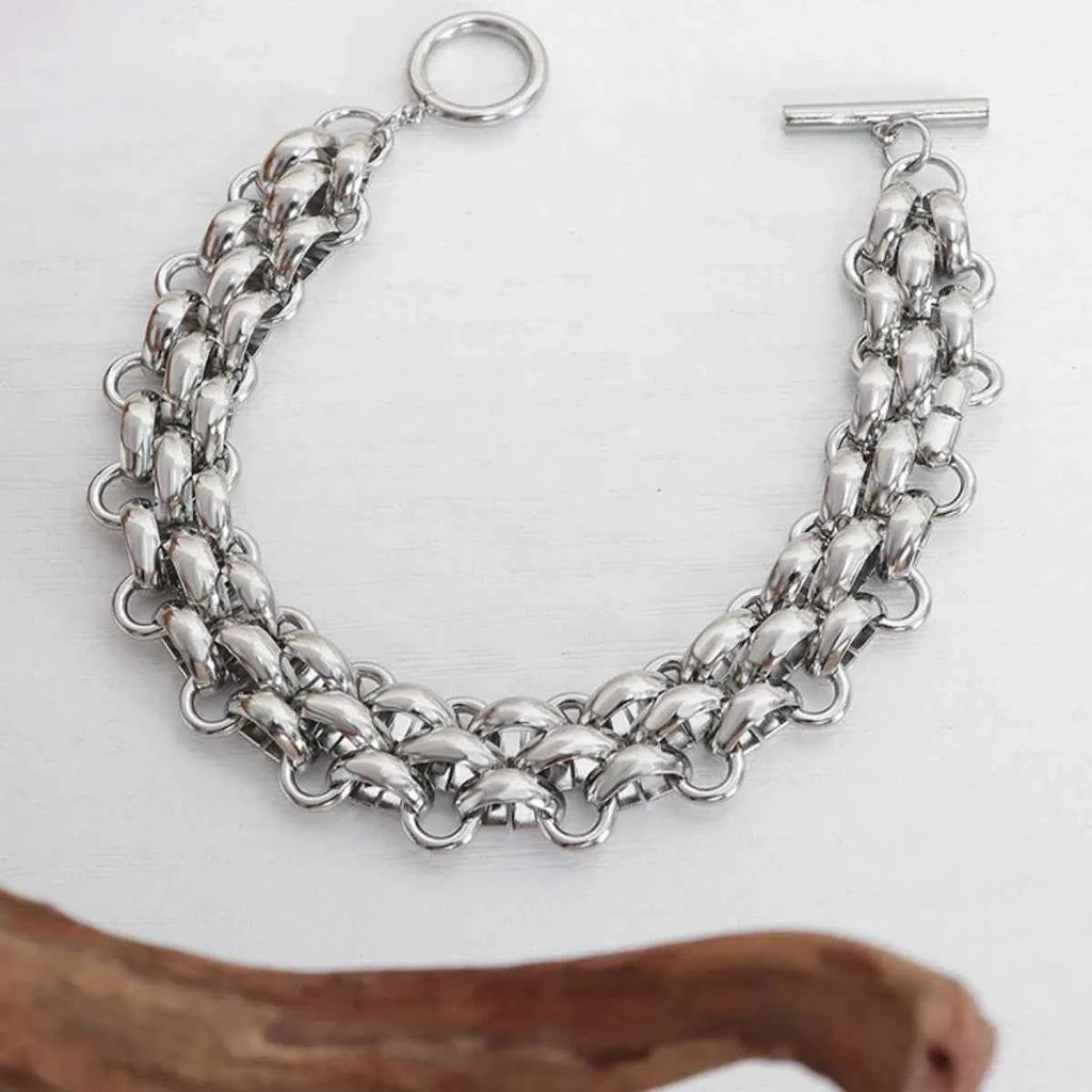 Gold Chain Link Jewelry Set with Necklace and Bracelet