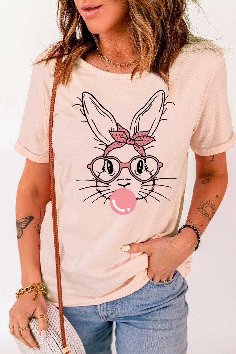 Rabbit Graphic Easter Tee Shirt.