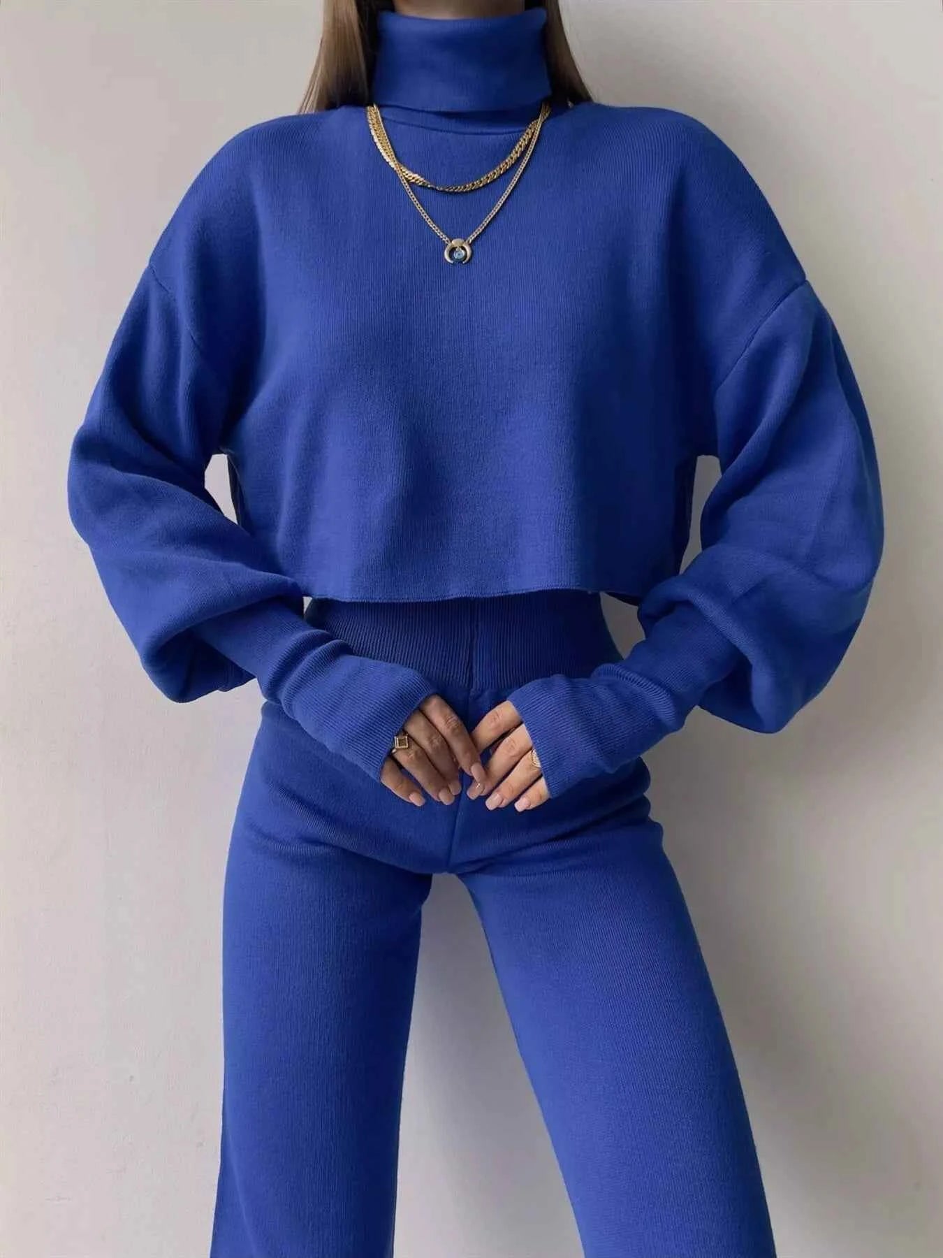 Turtleneck Long Sleeve Top & Pants Set