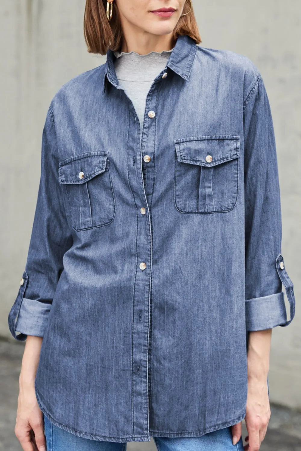 Long Sleeve Denim Top.
