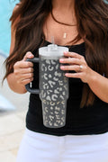 Gray Leopard Print 40OZ Stainless Steel Portable Cup with Handle Dear-Lover Dropshipping