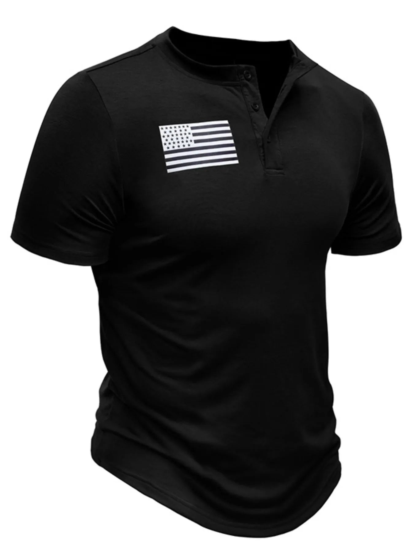 American Flag Short Sleeve Henley Top for men.