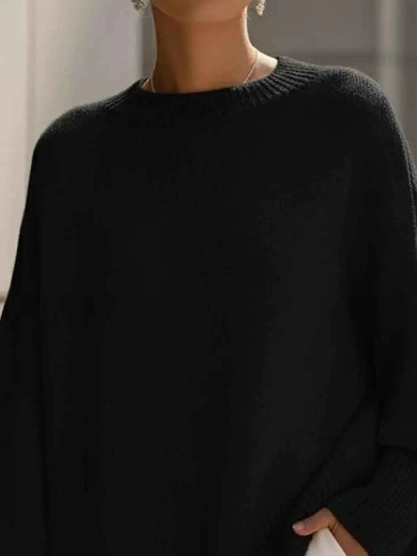 Oversized Batwing Sleeve Round Neck Sweater