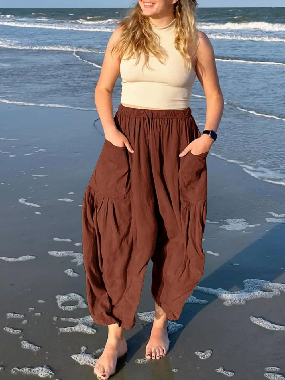 Full Size Drawstring Pants with Pockets Plus Size.