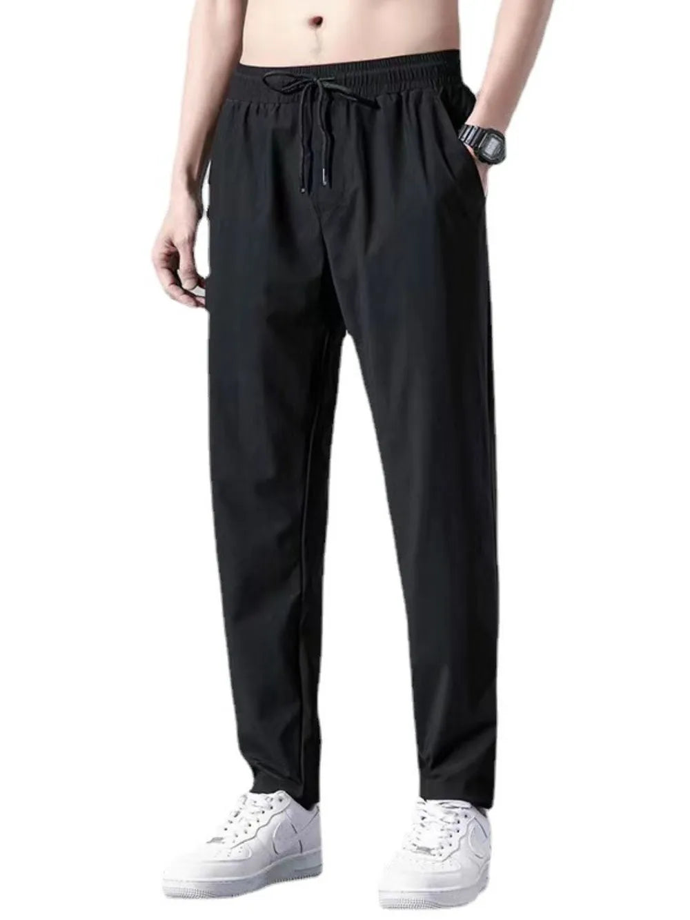 Men's Plus Size Drawstring Pants with Pockets.