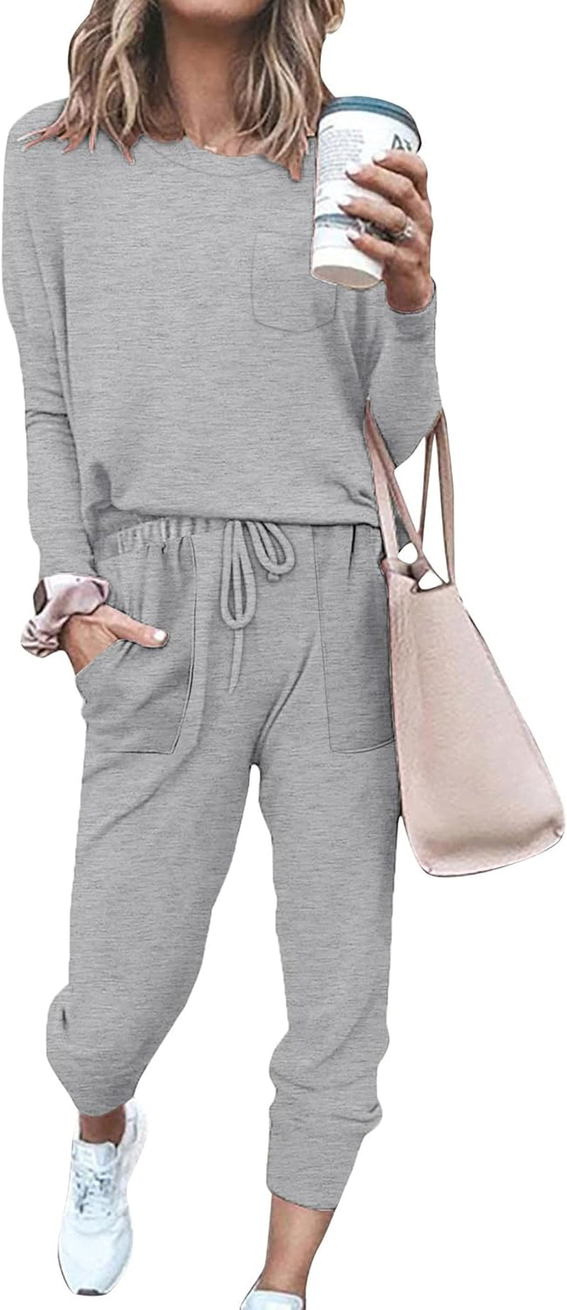 Bofell Lounge Sets for Women Two Piece Travel Outfits Sweatsuits 2 Piece Fashion 2024 Trendy Pajamas