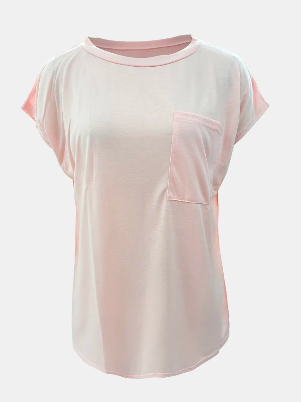 Full Size Round Neck Cap Sleeve T-Shirt.
