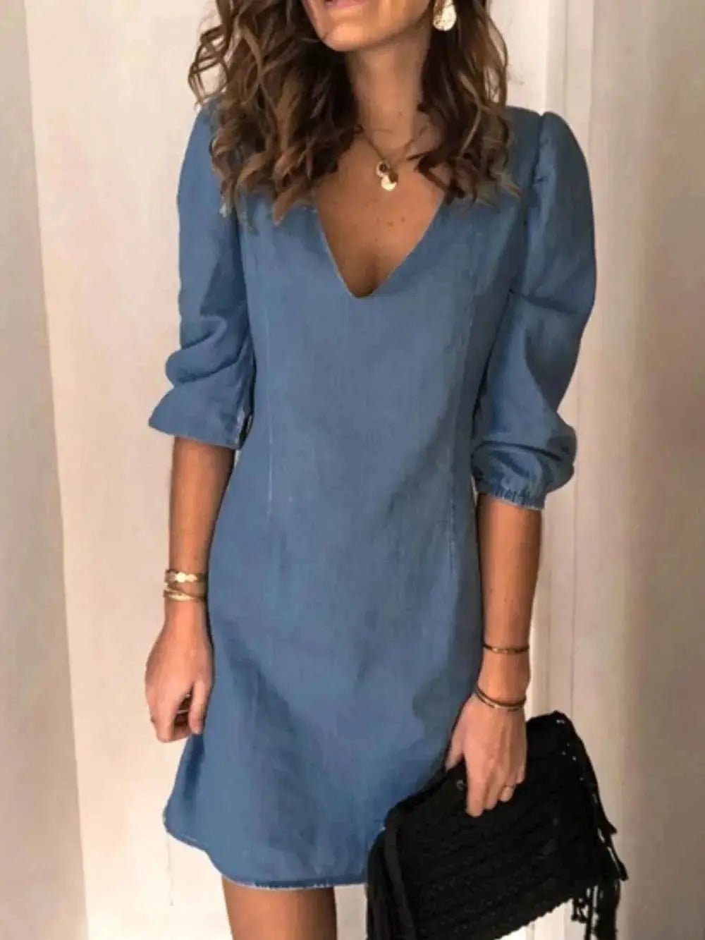 V-Neck Half Sleeve women Dress.