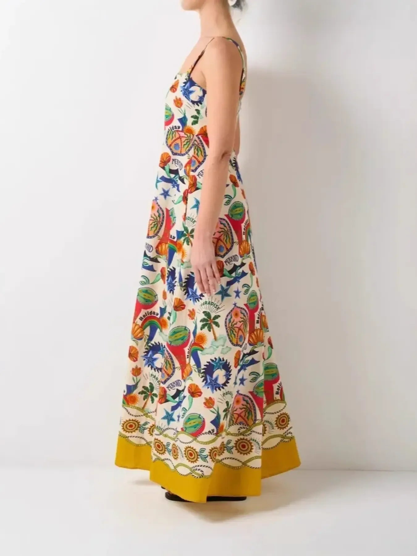 Flowery Square Neck Maxi Cami Dress.