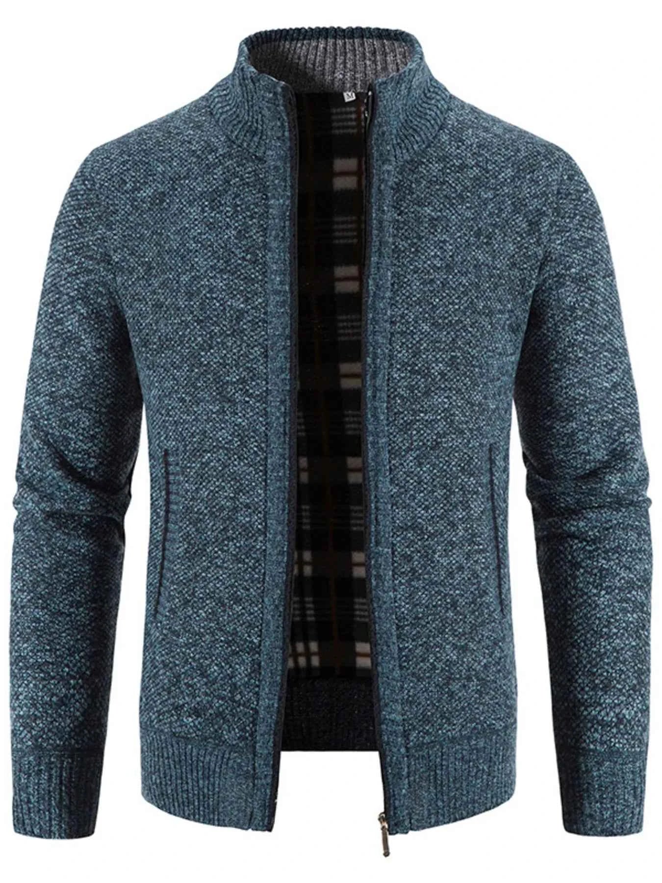 Men's Plus Size Zip-Up Long Sleeve Cardigan