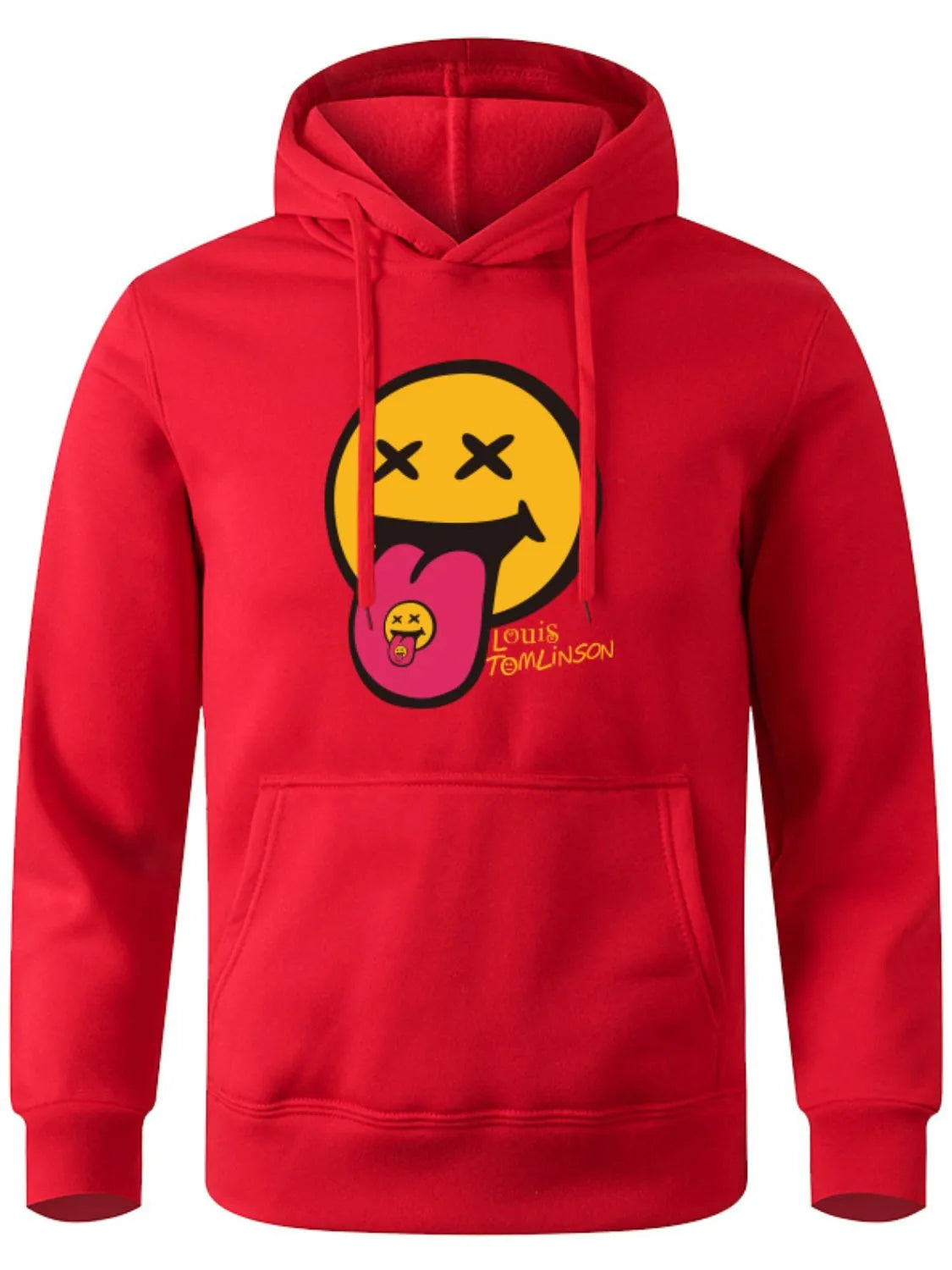 Men's Happy Face Graphic Long Sleeve Hoodie Plus Size.