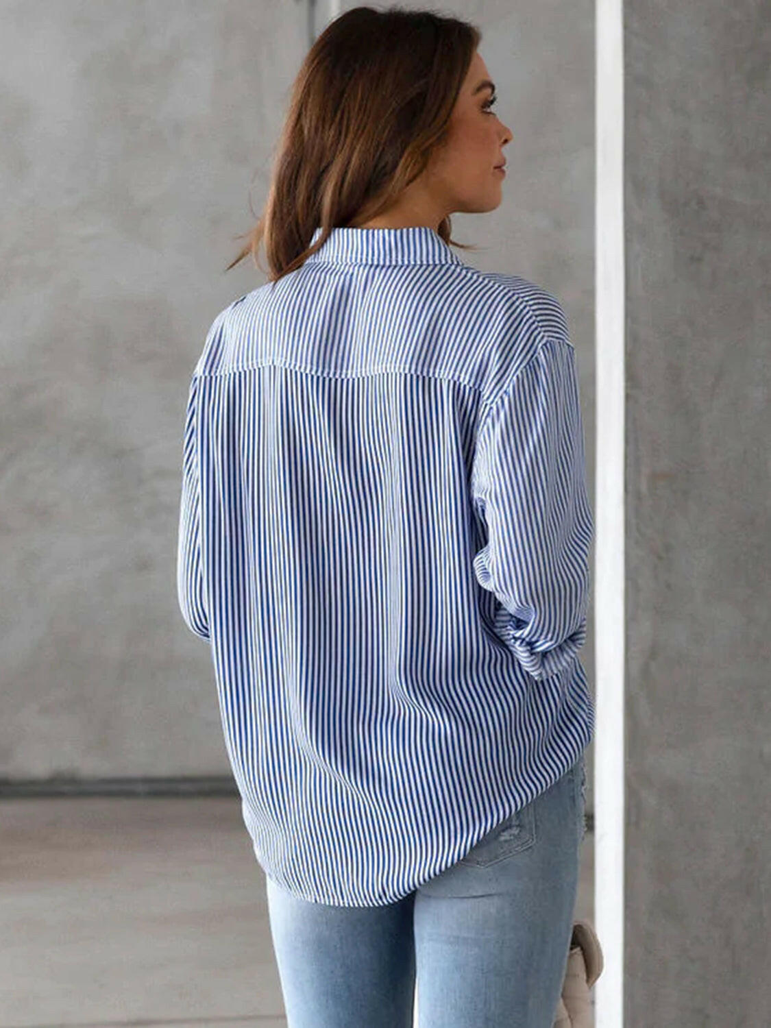 Lovelet Striped Collared Neck Shirt with Pocket.