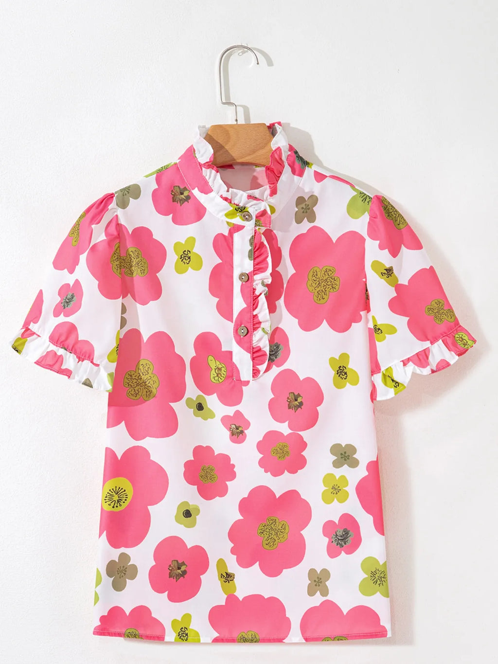 Floral Print Short Sleeve Blouse.