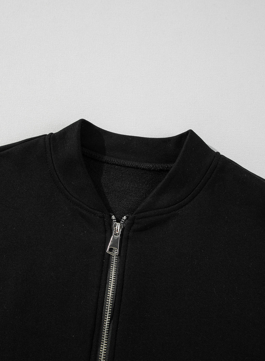 Black Solid Seamed Zipper Jacket and Drawstring Waist Pants Set Dear-Lover Dropshipping