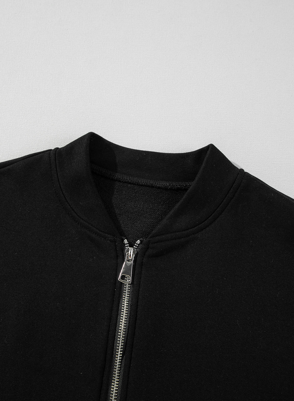 Black Solid Seamed Zipper Jacket and Drawstring Waist Pants Set Dear-Lover Dropshipping