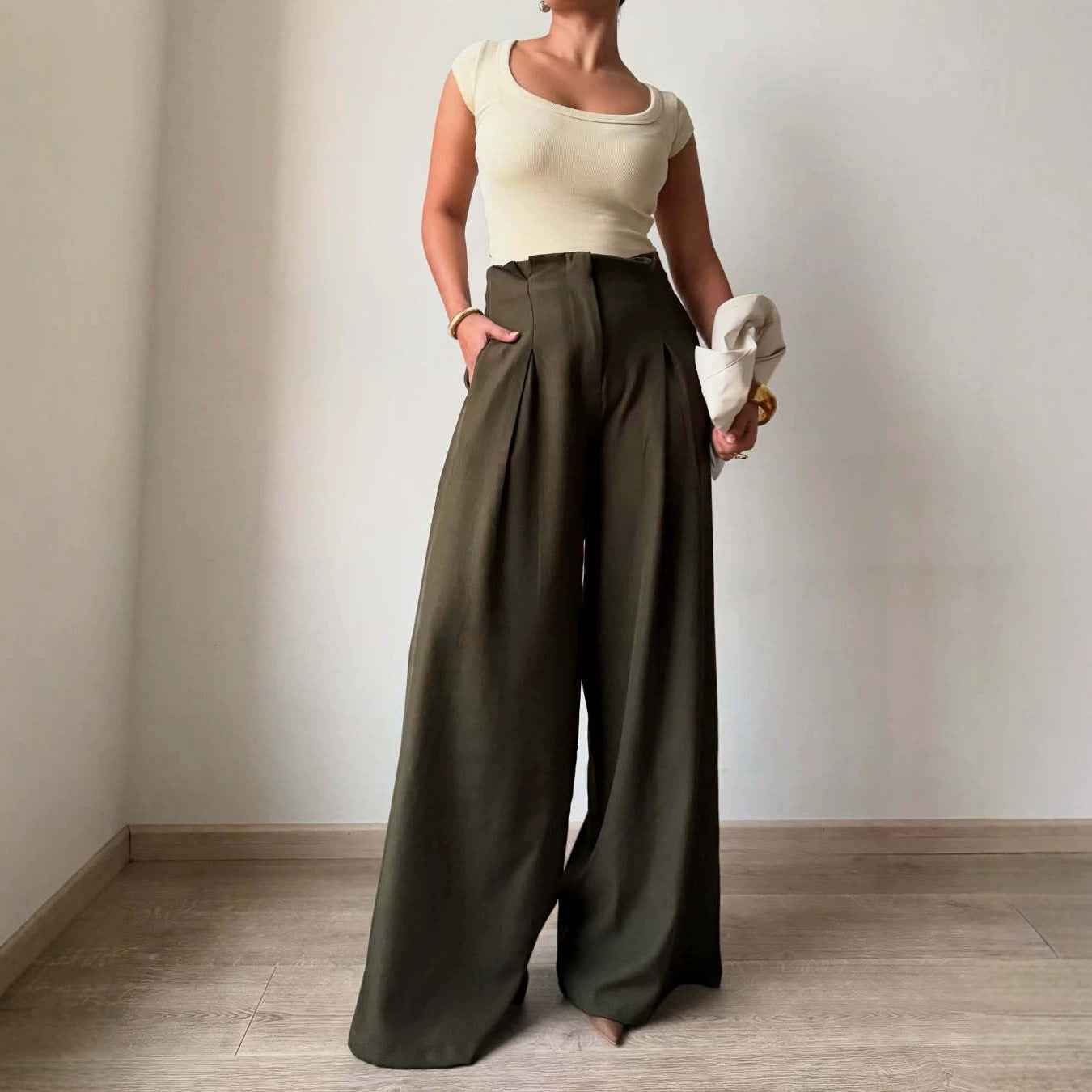 Womens Casual Draping Bottoming Trousers