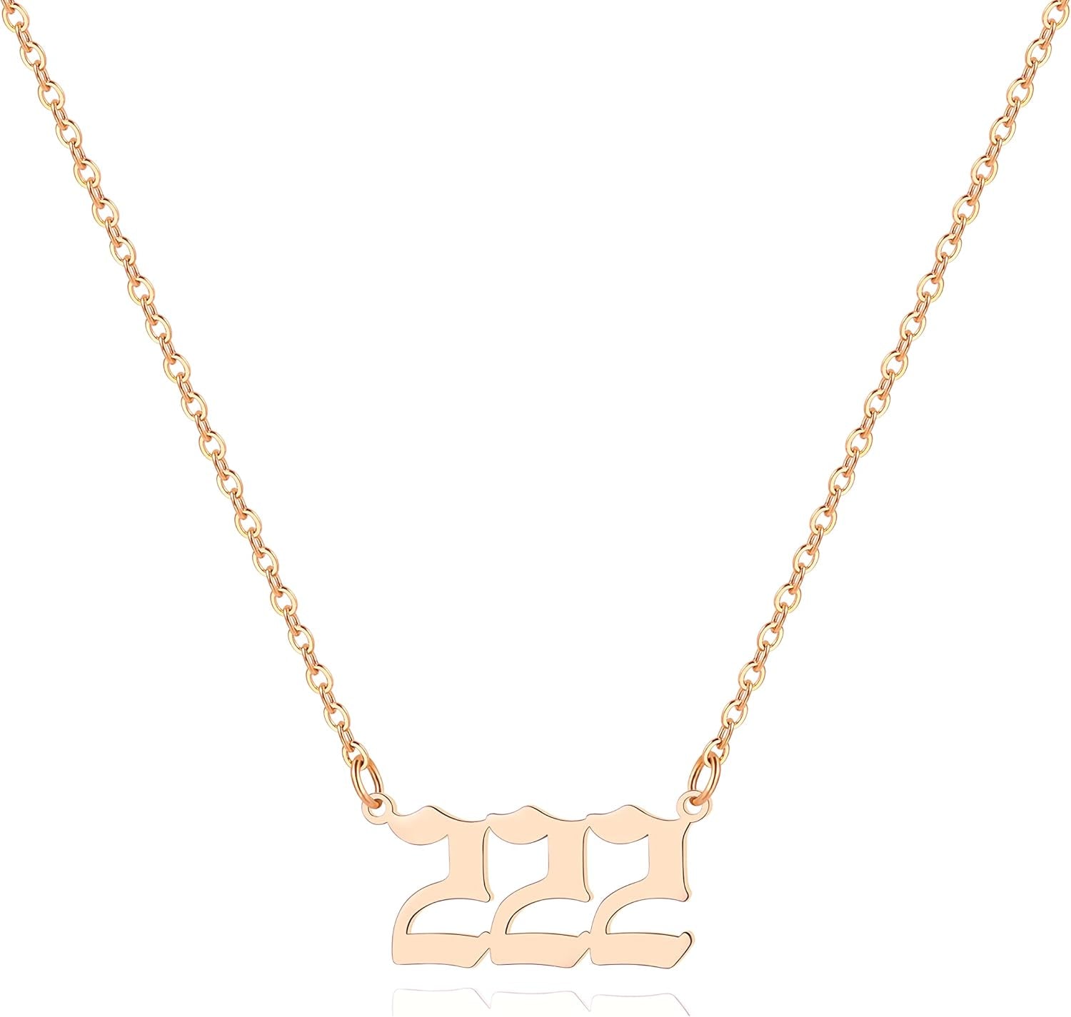 Angel Number Necklace for Women, 18K Gold Plated 000 111 222 333 444 555 666 777 888 999 Necklace Numerology Jewelry