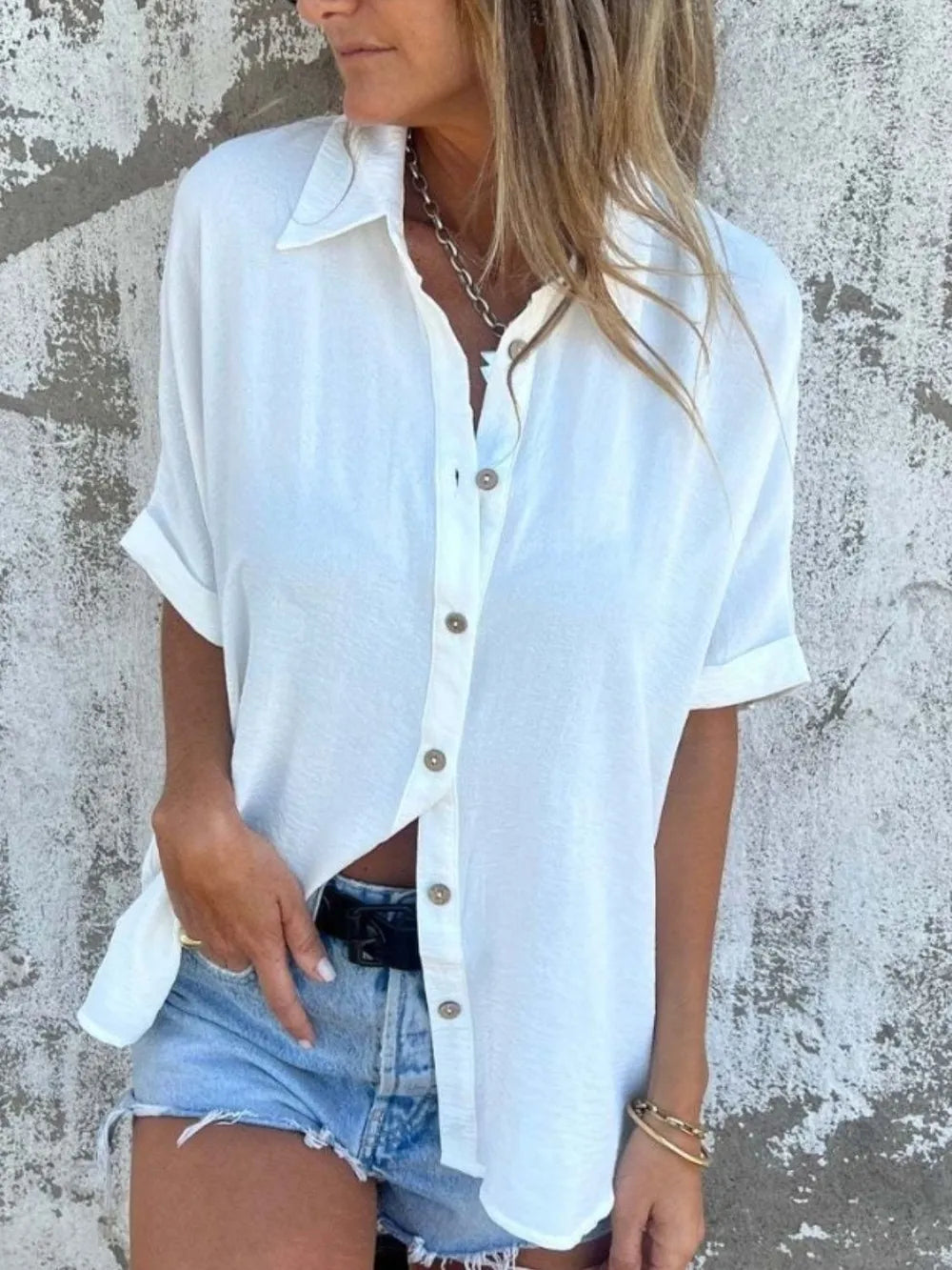 Button Down Short Sleeve Shirt Plus Size.
