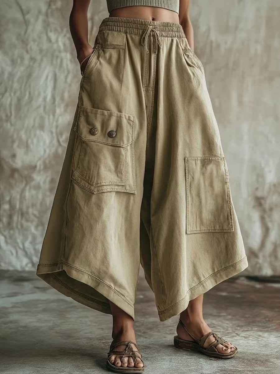 Cross-Border Casual Loose-Fit Retro Pants With Drawstring And PocketsAmazon Bestseller