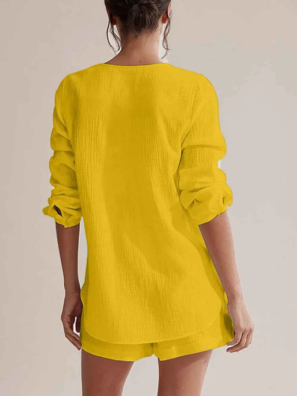 Long Sleeve women Top and Shorts Set