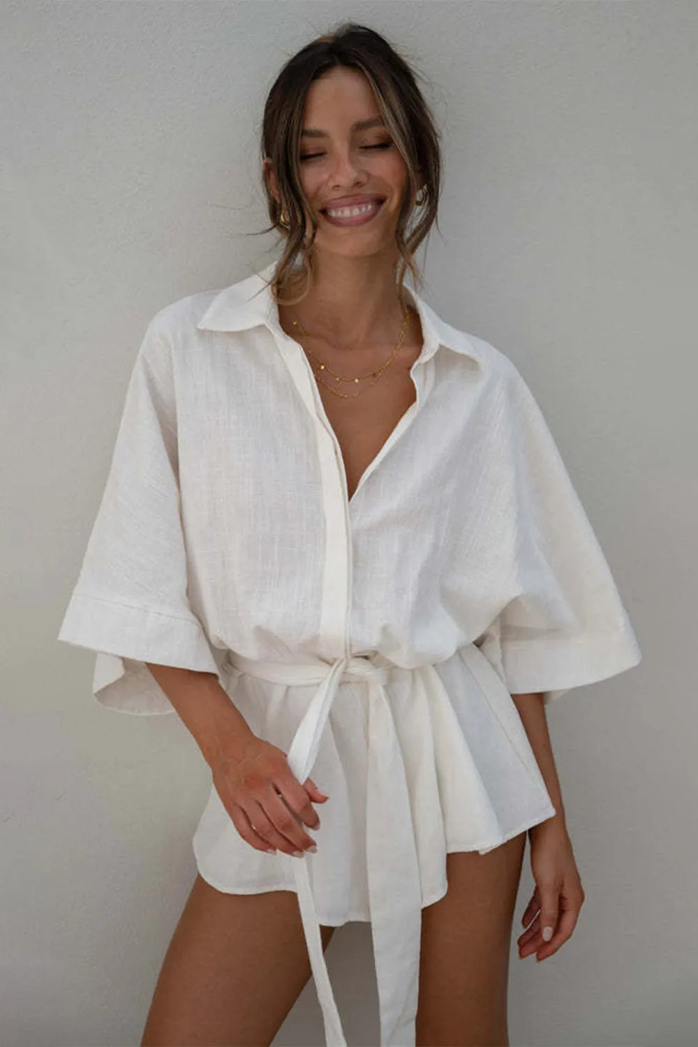 Collared Neck Romper.