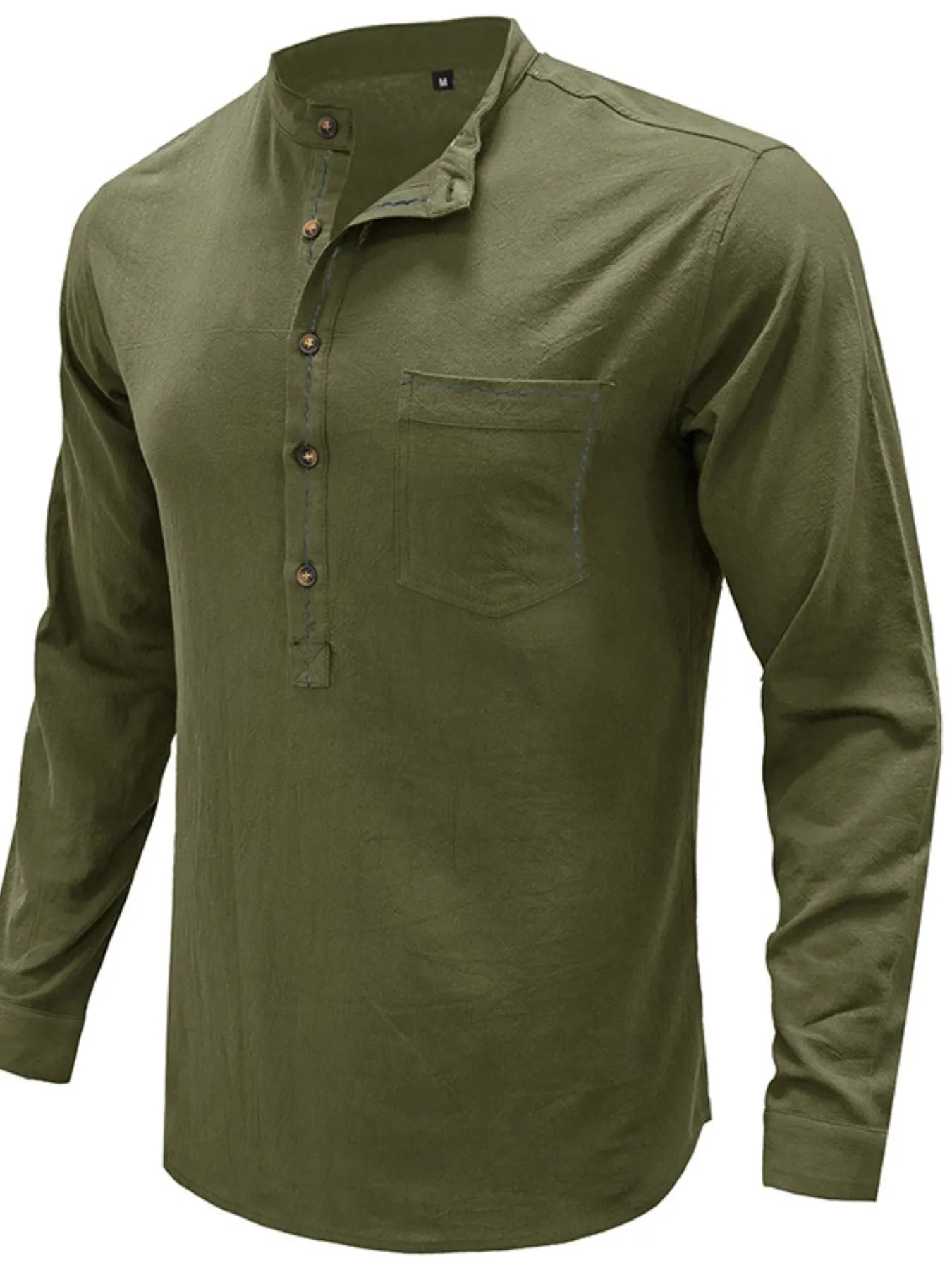 Men's Button Detail Long Sleeve Polo Shirt.