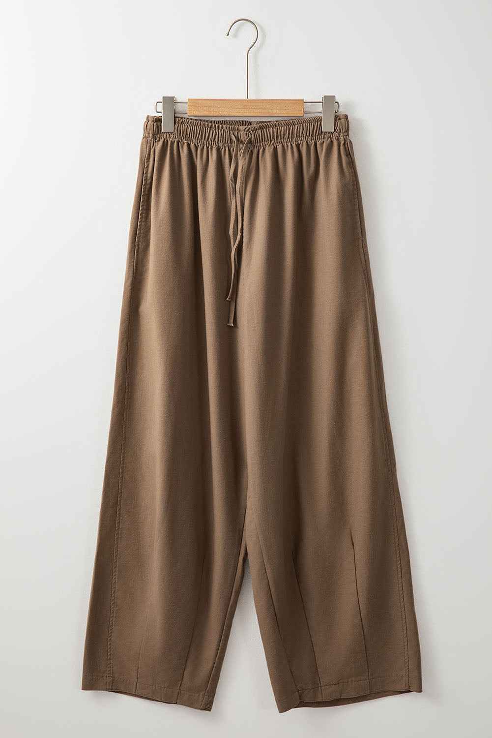 Desert Palm Cotton Linen Drawstring Waist Wide Leg Pants