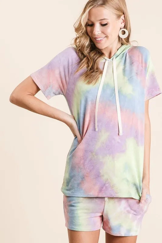 Tie Dye French Terry Hoodie Top and Bottom Set.