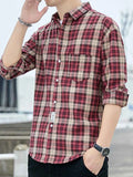 Men's Plus Size Casual Plaid Long Sleeve Shirt