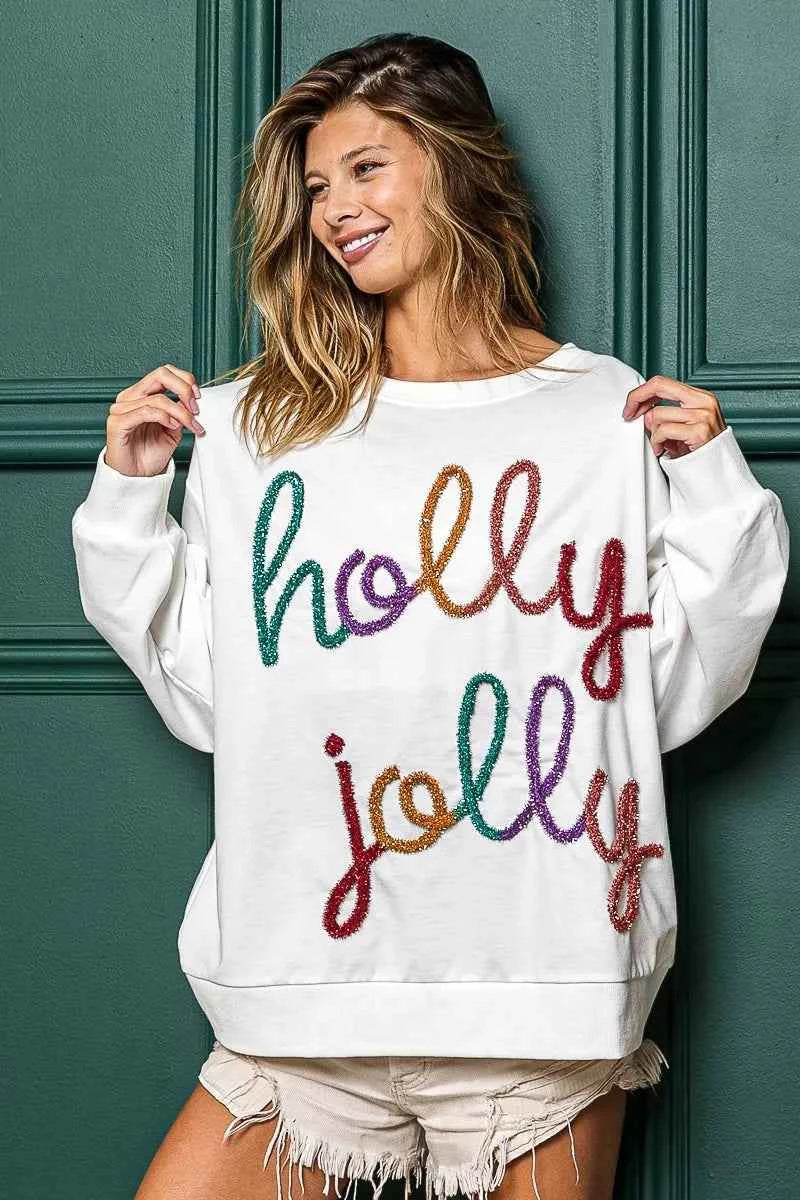 BiBi Holly Jolly Christmas French Terry Sweatshirt