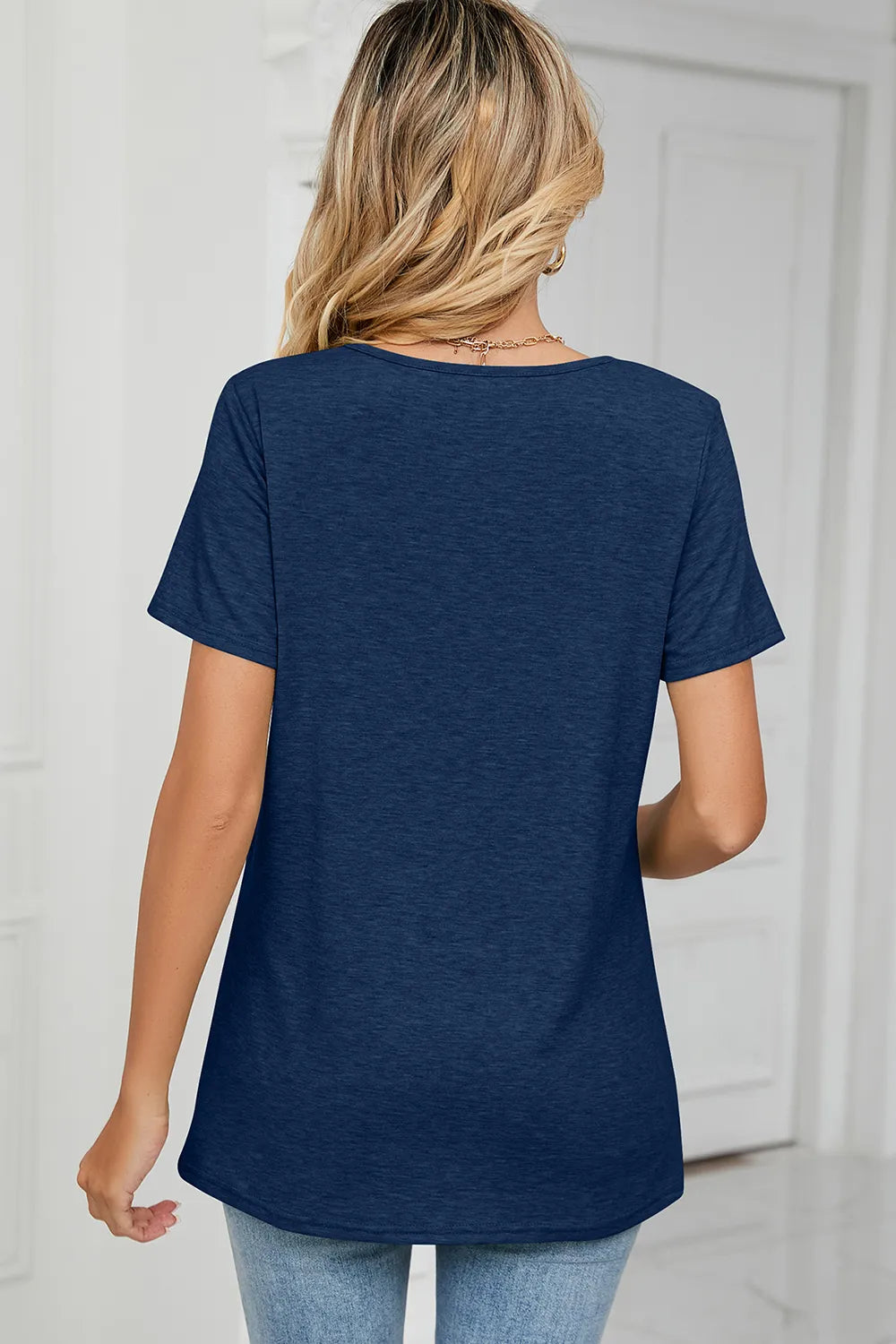 Ruched Heathered Short Sleeve T-Shirt.
