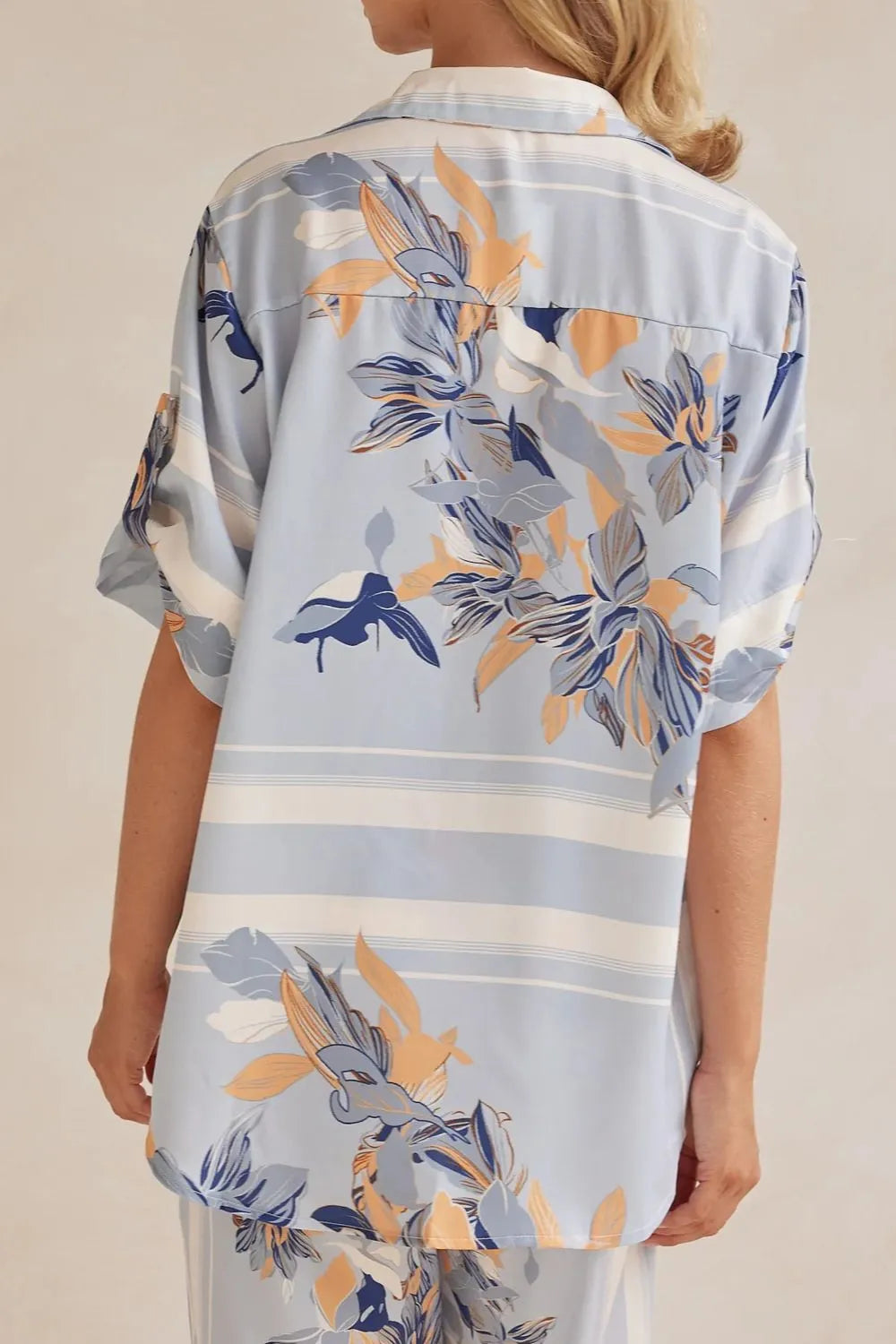 Printed Button Up Shirt and Pants Set - CHIC TB