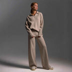 Womens Casual Polo Pullover With Wide Leg Pants Two Piece Set