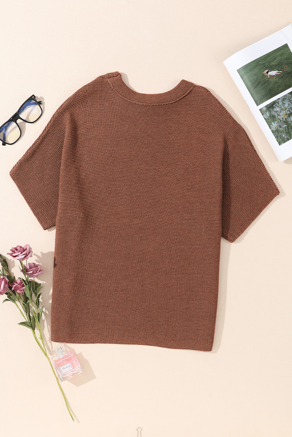 Coffee High Neck Short Bat Sleeve Sweater Dear-Lover Dropshipping