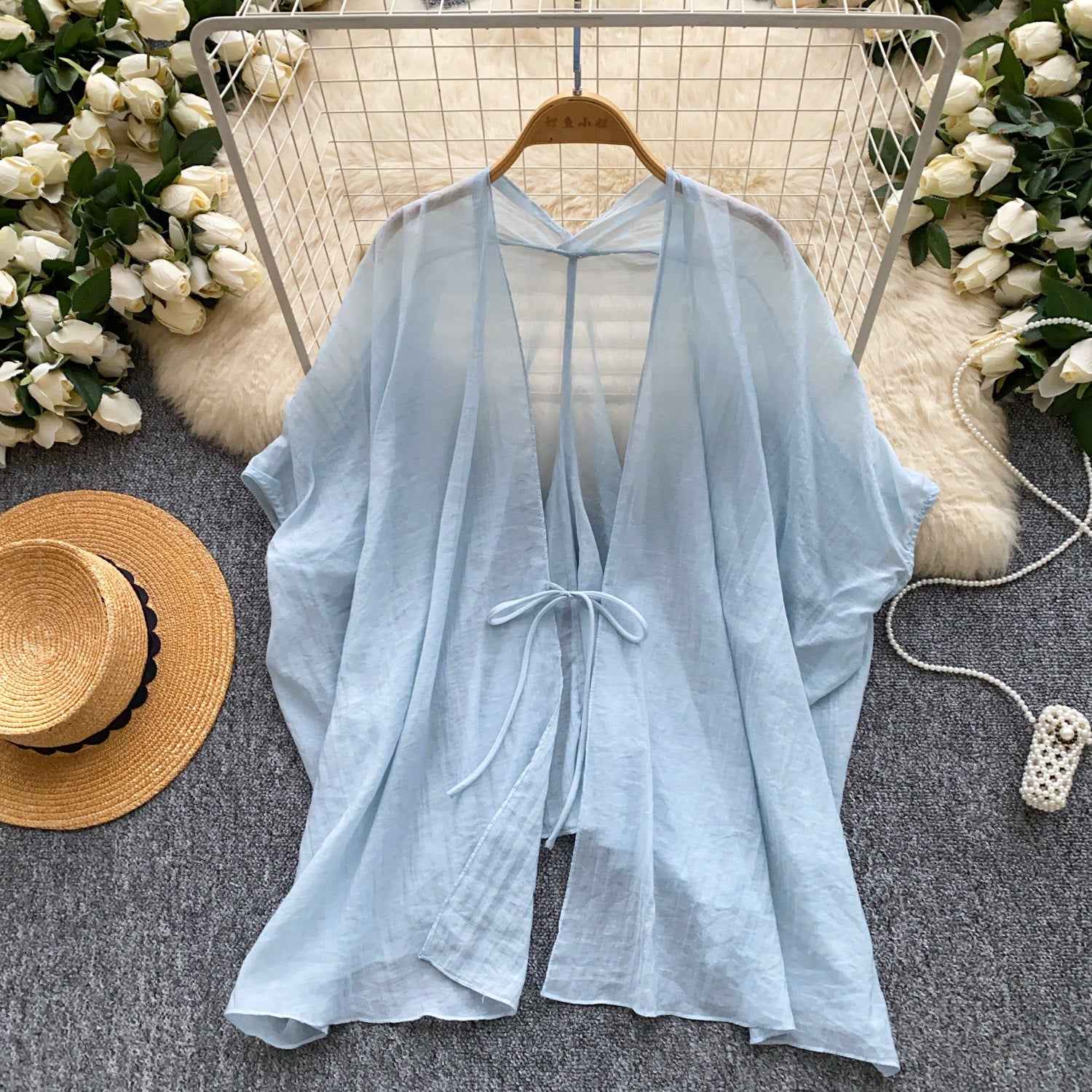 Womens Solid-color Loose-fitting Skin-friendly Breathable Minimalist Jacket